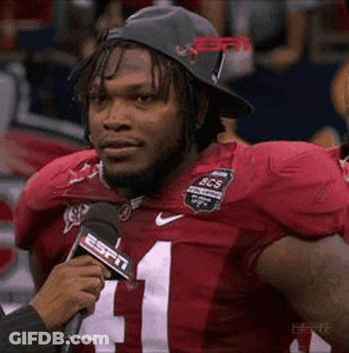 Football Player In Hat Interviewed By ESPN Reporter GIF