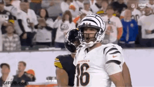 Football Player In Helmet In Front Of Crowd GIF