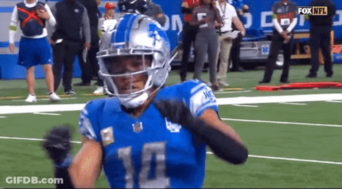 Football Player In Helmet Number 10 On Field GIF