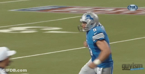 Football Player In Lions Jersey Pointing And Saying Villain GIF
