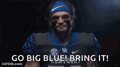 Football Player In Nike Headband And Kentucky Jersey Says Go Big Blue Bring It GIF