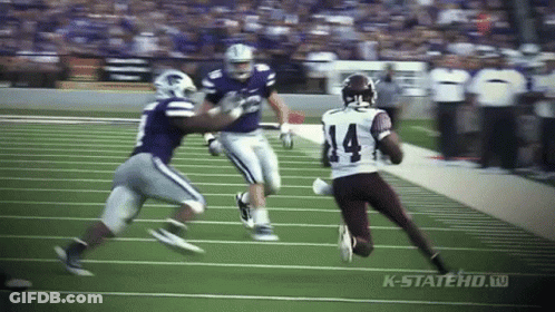 Football Player In Number 14 Jersey Running GIF