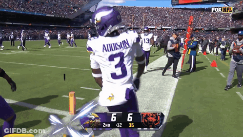 Football Player In Number 3 Jersey Running GIF