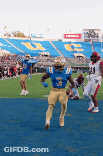 Football Player In Number 3 Jersey Running GIF