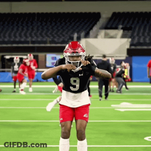 Football Player In Number 9 Jersey On Field GIF