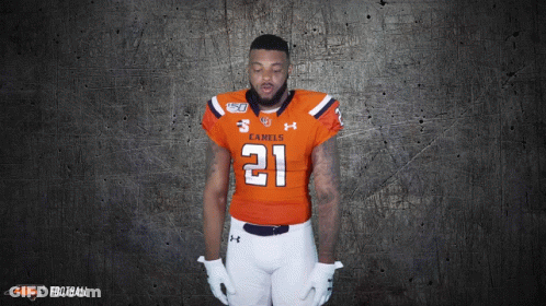 Football Player In Orange Jersey Number 21 GIF