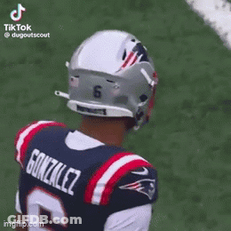 Football Player In Patriots Jersey And Helmet GIF