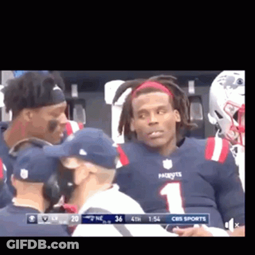 Football Player In Patriots Jersey Talking To Coach GIF