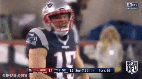 Football Player In Patriots Uniform On Sidelines GIF