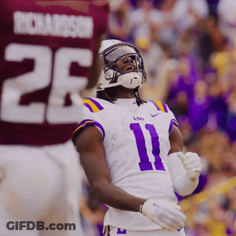 Football Player In Purple And Yellow Jersey Number 11 GIF