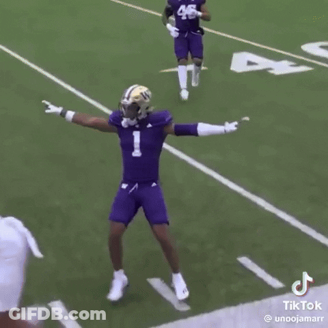 Football Player In Purple Jersey Davis Helmet GIF