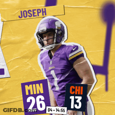 Football Player In Purple Uniform Holding Sign Saying Chi 13 GIF