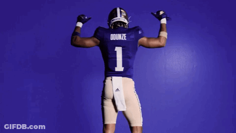 Football Player In Purple Uniform Number 1 GIF