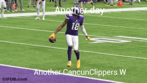 Football Player In Purple Uniform Number 18 GIF