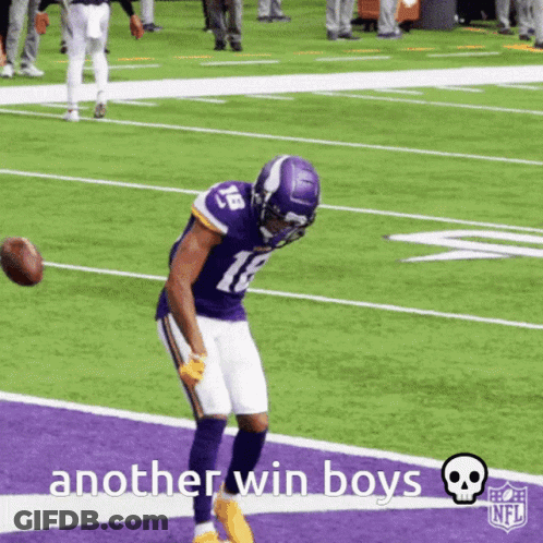 Football Player In Purple Uniform Number 18 GIF