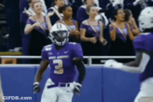 Football Player In Purple Uniform Number 3 GIF