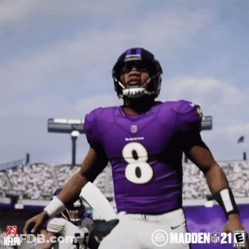Football Player In Purple Uniform Number 8 GIF