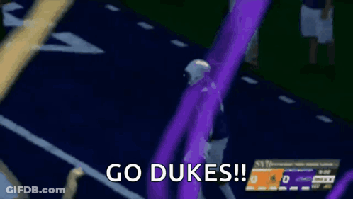 Football Player In Purple Uniform Running Go Dukes GIF
