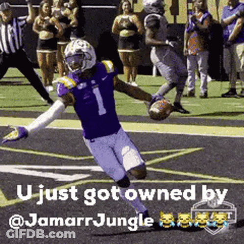 Football Player In Purple Uniform Running With Ball GIF