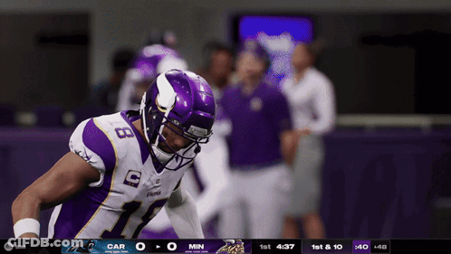 Football Player In Purple Vikings Jersey GIF