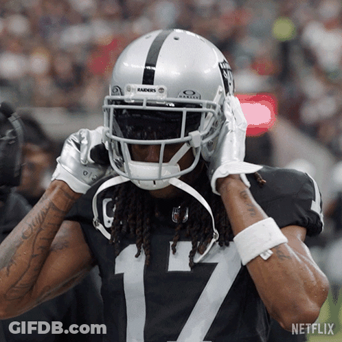 Football Player In Raiders Helmet And Number 17 Jersey GIF