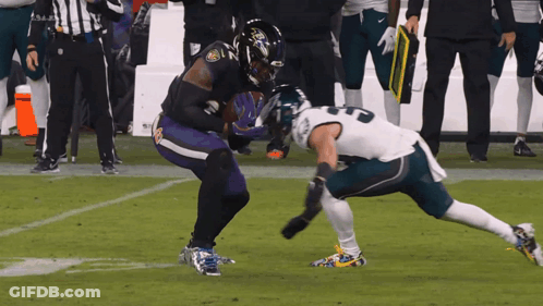 Football Player In Ravens Jersey Running With Ball GIF