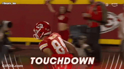 Football Player In Red Helmet Running With Touchdown GIF