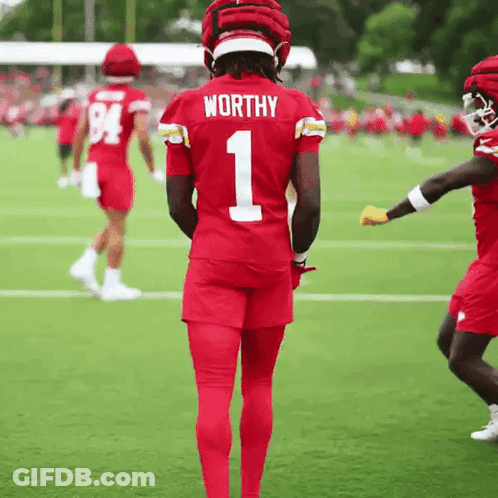 Football Player In Red Jersey Number 1 GIF
