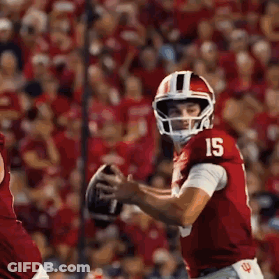 Football Player In Red Jersey Number 15 Holding Football GIF