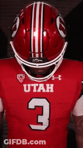 Football Player In Red Jersey Number 3 And Red Helmet GIF