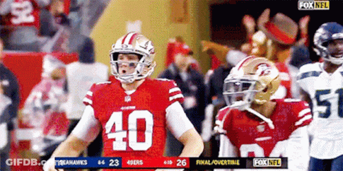 Football Player In Red Jersey Number 40 GIF