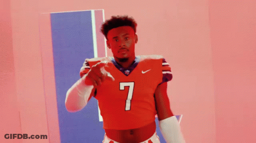 Football Player In Red Jersey Number 7 Pointing At Camera GIF