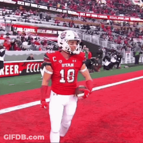 Football Player In Red Jersey Running GIF