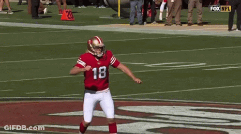 Football Player In Red Jersey With Referee GIF