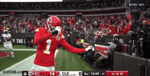Football Player In Red Uniform Number 1 GIF