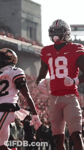 Football Player In Red Uniform Number 18 GIF