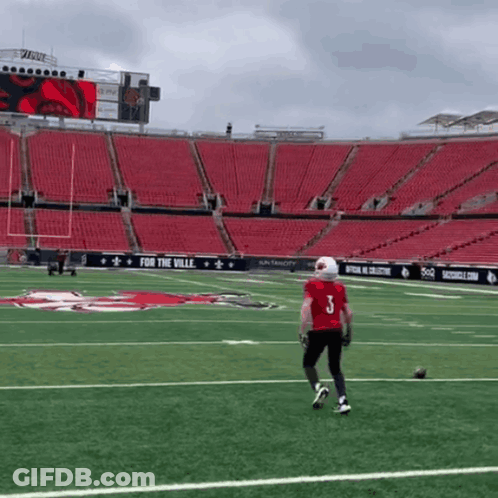 Football Player In Red Uniform Number 3 GIF