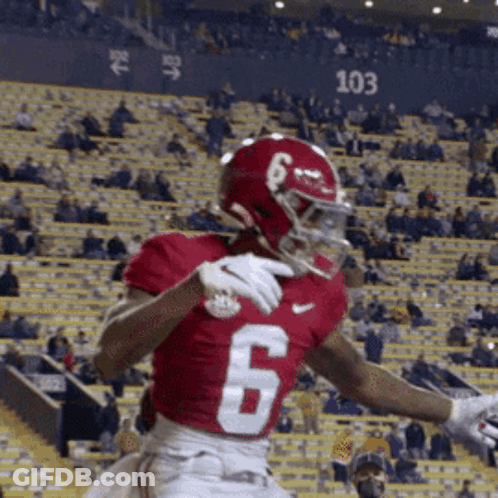 Football Player In Red Uniform Number 6 GIF