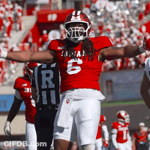Football Player In Red Uniform Number 6 GIF