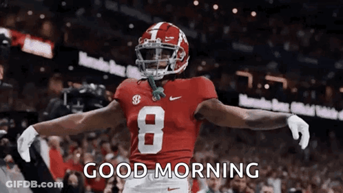 Football Player In Red Uniform Number 8 GIF