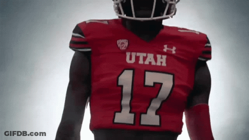 Football Player In Red Utah Jersey Number 17 GIF