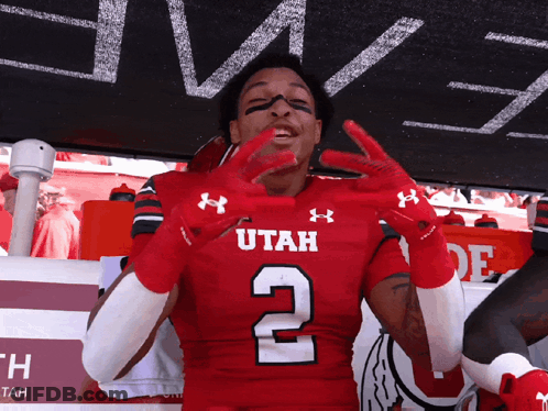 Football Player In Red Utah Jersey Number 2 GIF