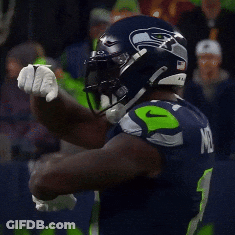 Football Player In Seahawks Helmet Pointing GIF