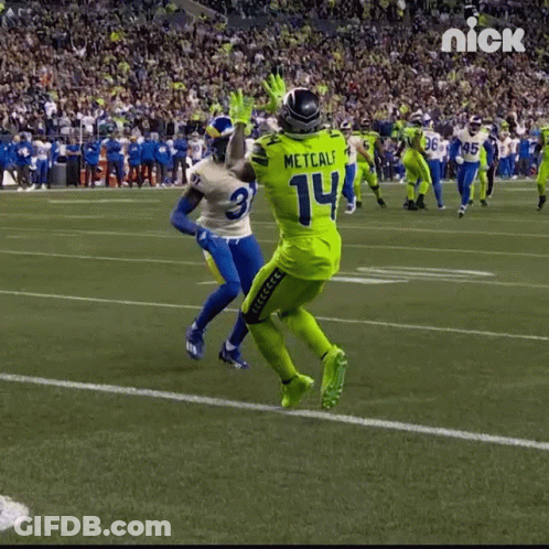 Football Player In Seahawks Helmet Pointing GIF