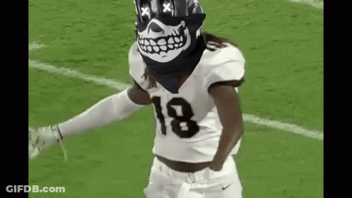 Football Player In Skull Bandana Dancing On Field GIF