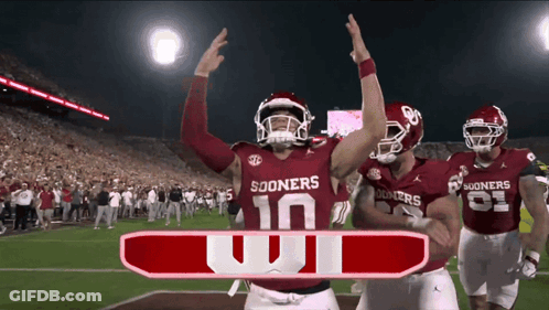 Football Player In Sooners Jersey Celebrates GIF