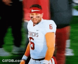 Football Player In Sooners Jersey On Field GIF