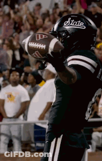 Football Player In State Helmet Holding Football GIF