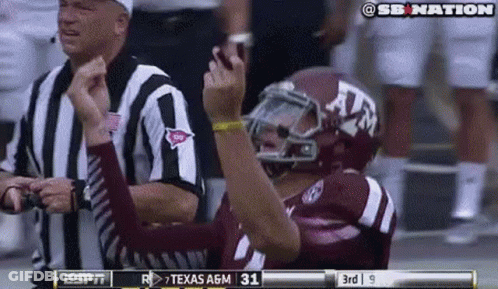 Football Player In Texas A&M Helmet Celebrating Touchdown GIF