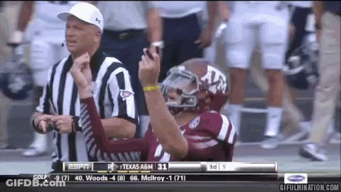 Football Player In Texas A&M Jersey With Referee GIF